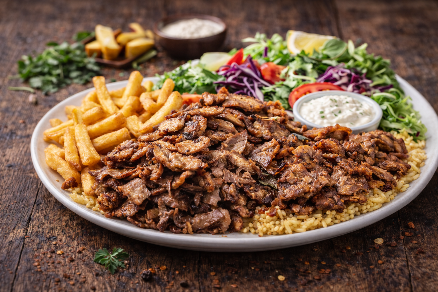 Döner Teller mit Salat und Soße